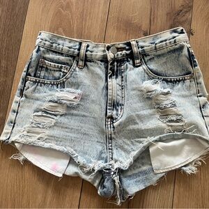 Distressed Vintage Blue High Waisted Jean Shorts US 4